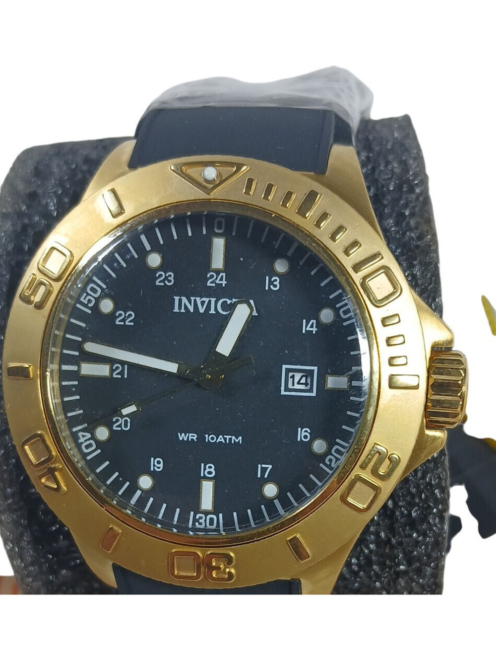 Invicta Watch 29882 47mm ProDiver Aquarius Quartz Black MENS Gold Case Bezel New